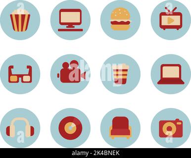 Movie time, illustration, vector on white background. Stock Vector
