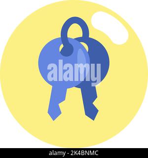 Hotel key, illustration, vector on white background. Stock Vector