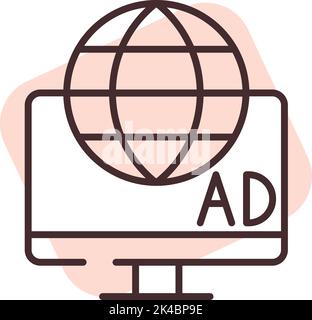 Marketing worldwide marketing, illustration, vector on white background. Stock Vector