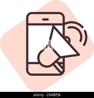 Marketing mobile ads, illustration, vector on white background. Stock Vector