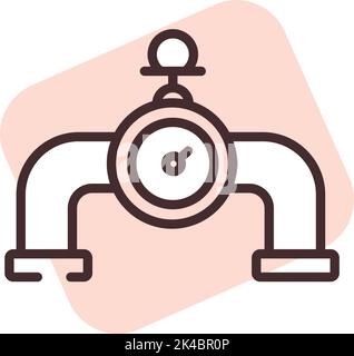 Plumbing pipe meter, illustration, vector on white background. Stock Vector