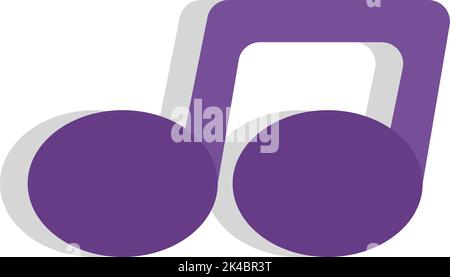 Purple music note, illustration, vector on white background. Stock Vector