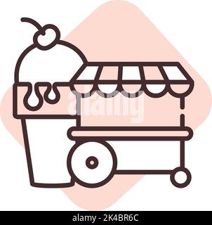 Park ice cream stand, illustration, vector on white background. Stock Vector