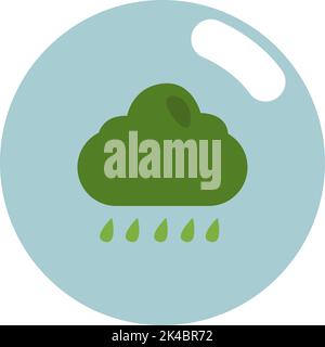 Green rain cloud, illustration, vector on white background. Stock Vector