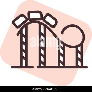 Luna park rollercoaster, illustration, vector on white background. Stock Vector