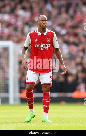 London, UK. 1st Oct, 2022. Gabriel of Arsenal during the Premier League match at the Emirates Stadium, London. Picture credit should read: David Klein/Sportimage Credit: Sportimage/Alamy Live News Stock Photo