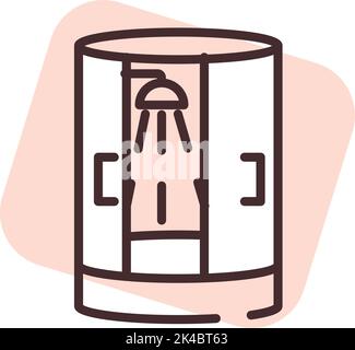 Plumbing shower cabin, illustration, vector on white background. Stock Vector