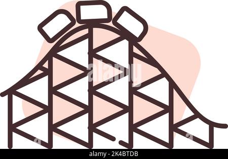 Park rollercoaster, illustration, vector on white background. Stock Vector