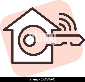 Smart home key, illustration, vector on white background. Stock Vector