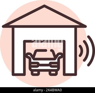 Smart home garage, illustration, vector on white background. Stock Vector
