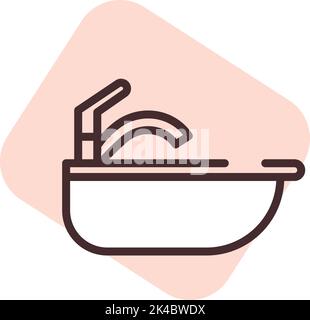 Plumbing household sink, illustration, vector on white background. Stock Vector