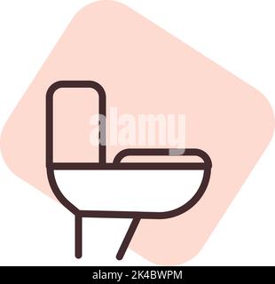 Plumbing toilet bowl, illustration, vector on white background. Stock Vector