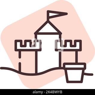 Summer sand castle, illustration, vector on white background. Stock Vector