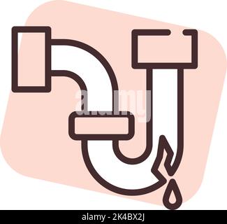 Plumbing leaking pipe, illustration, vector on white background. Stock Vector