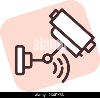 Smart home security camera, illustration, vector on white background. Stock Vector