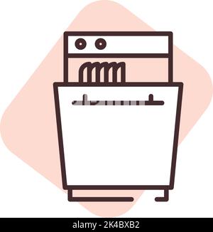 Plumbing dishwasher, illustration, vector on white background. Stock Vector