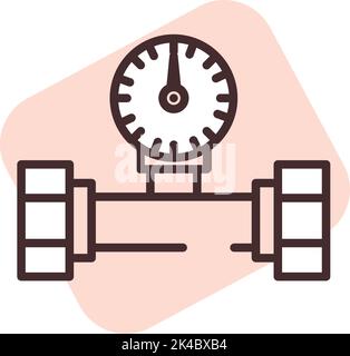Plumbing pressure meter pipes, illustration, vector on white background. Stock Vector