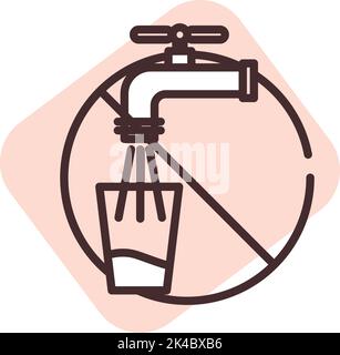 Pool and beach no water drinking, illustration, vector on white background. Stock Vector