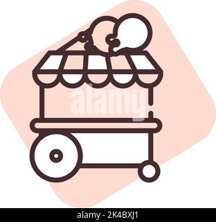 Summer ice cream cart, illustration, vector on white background. Stock Vector