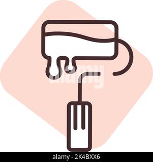 Printing paint roller, illustration, vector on white background. Stock Vector