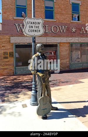 Statue of Glenn Frey standin' on the Corner in Winslow, Arizona Stock ...