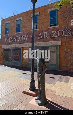 Statue of Glenn Frey standin' on the Corner in Winslow, Arizona Stock ...