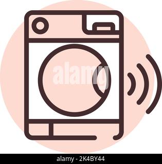 Smart house  washing machine, illustration, vector on white background. Stock Vector