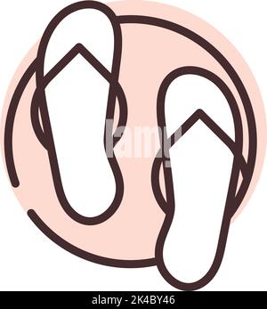 Pool and beach slippers, illustration, vector on white background. Stock Vector