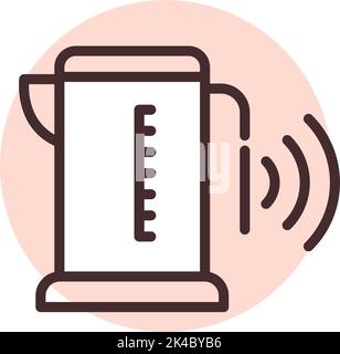 Smart home kitchen kettle, illustration, vector on white background. Stock Vector
