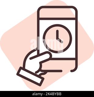 Mobile clock, illustration, vector on white background. Stock Vector
