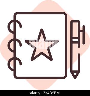 Printing notebook, illustration, vector on white background. Stock Vector