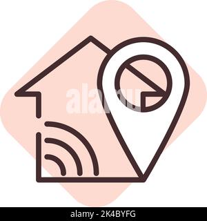 Smart house  location, illustration, vector on white background. Stock Vector