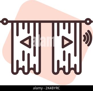 Smart houses curtains, illustration, vector on white background. Stock Vector
