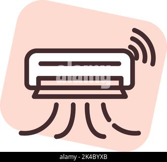 Smart houses air conditioner, illustration, vector on white background. Stock Vector