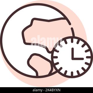 World time clock, illustration, vector on white background. Stock Vector