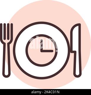 Meal time, illustration, vector on white background. Stock Vector