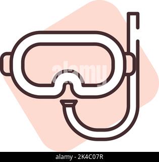 Summer diving mask, illustration, vector on white background. Stock Vector