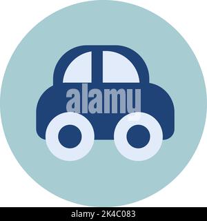 Blue car with white tires, illustration, vector on white background. Stock Vector