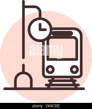 Train time, illustration, vector on white background. Stock Vector