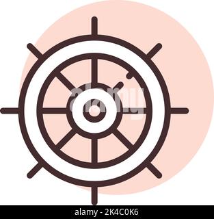 Summer ship wheel, illustration, vector on white background. Stock Vector