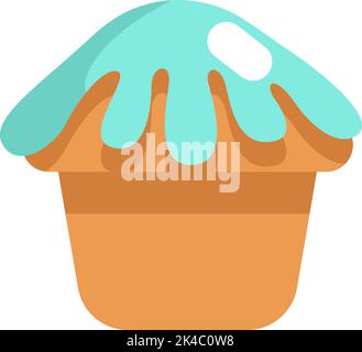 Sweet cupcake with neon green icing, illustration, vector on white background. Stock Vector