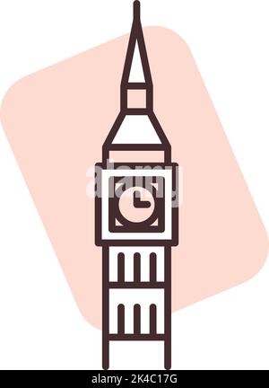 Big Ben London, illustration, vector on white background. Stock Vector