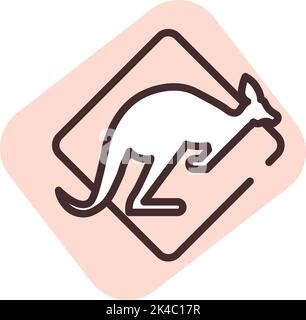 Warning sign kangaroo, illustration, vector on white background. Stock Vector