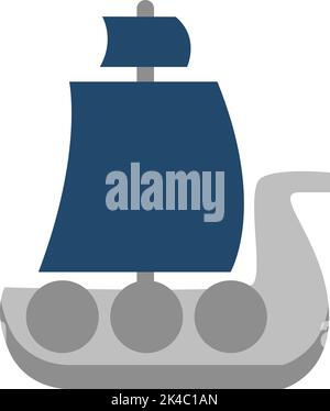 Viking ship, illustration, vector on white background. Stock Vector