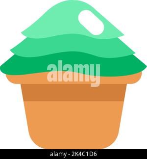 Green cupcake, illustration, vector on white background. Stock Vector