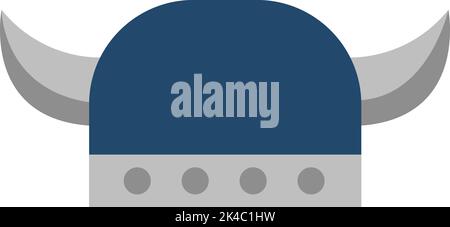 Viking battle helmet, illustration, vector on white background. Stock Vector