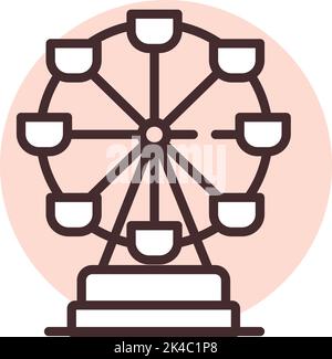 Traveling England Ferris wheel, illustration, vector on white background. Stock Vector
