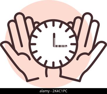 Save time clock, illustration, vector on white background. Stock Vector