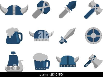 Viking time, illustration, vector on white background. Stock Vector