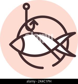 Warning sign no fishing, illustration, vector on white background. Stock Vector